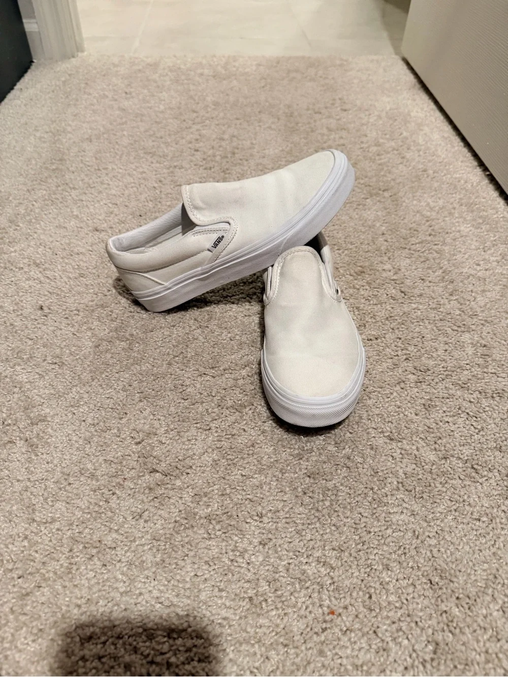 Vans Classic Slip-On Canvas Sneakers in White